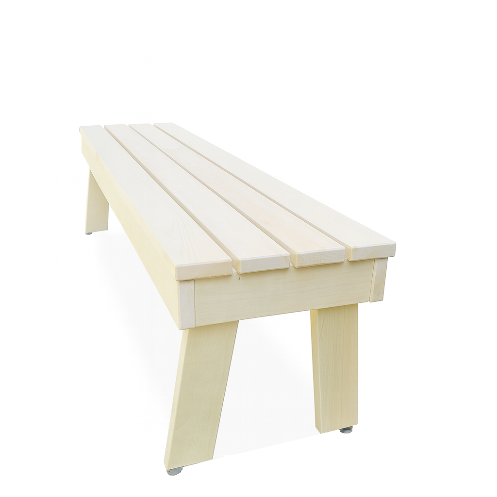 Pukuhuoneen penkki "puujalat"